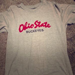 Ohio State Buckeyes grey shirt.
